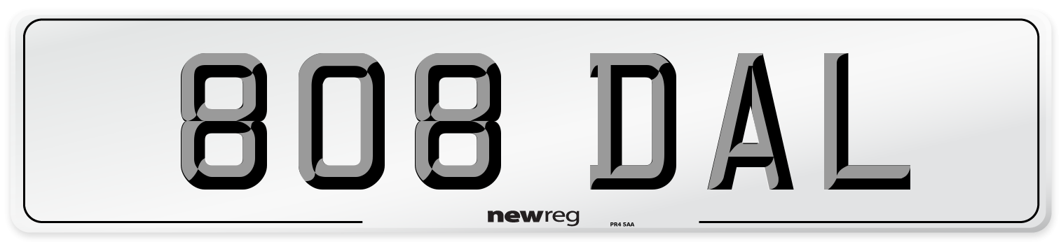 808 DAL Number Plate from New Reg